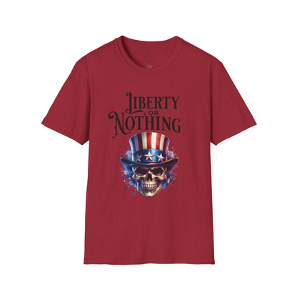 Liberty or Nothing Skull T-Shirt | Unisex Softstyle Tee for Independence Day & Patriotic Celebrations