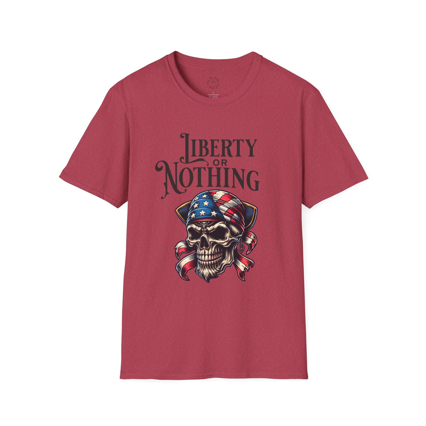 Liberty or Nothing Skull T-Shirt | Unisex Softstyle Tee for Independence Day & Patriotic Celebrations
