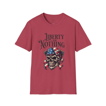 Liberty or Nothing Skull T-Shirt | Unisex Softstyle Tee for Independence Day & Patriotic Celebrations