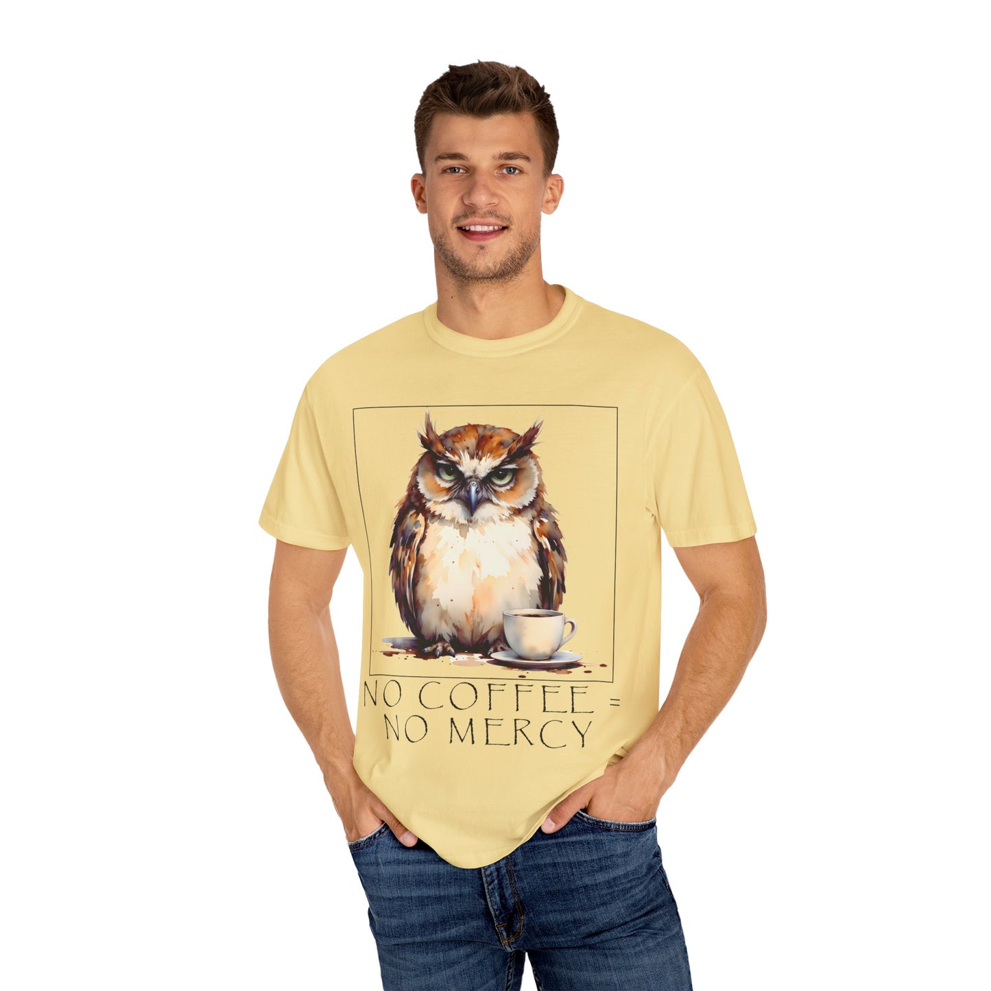 Owl Coffee T‑Shirt — "No Coffee No Mercy" Graphic Tee