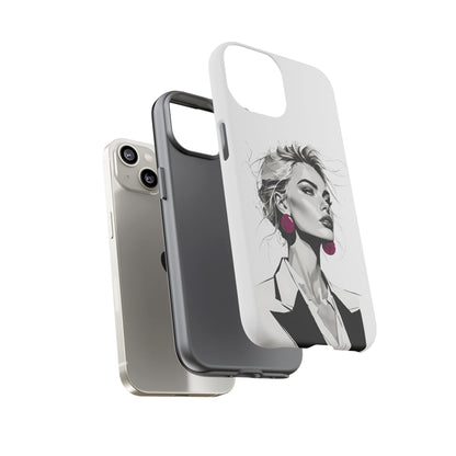Phone Case — Chic Portrait with Pink Earrings (Stylish Protective Tough Case)