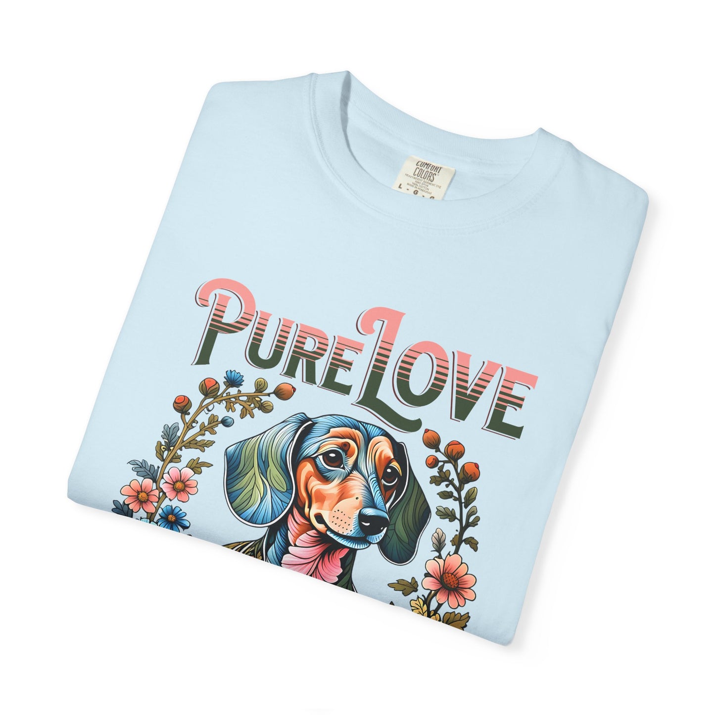 Pure Love Dog Art Unisex T-Shirt - Flower Design for Animal Lovers