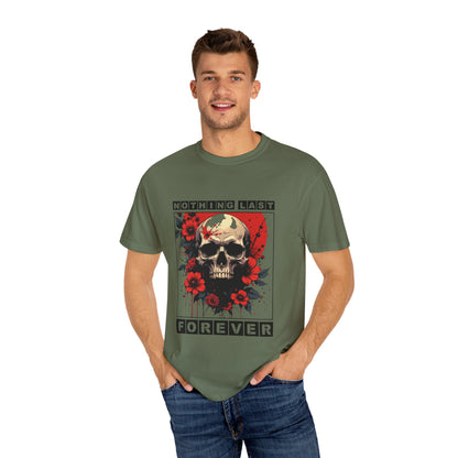 Edgy Skull Graphic T-Shirt - Unique Casual Wear, Unisex Streetwear, Gift for Music Lovers, Halloween Costume, Forever Quote Tee
