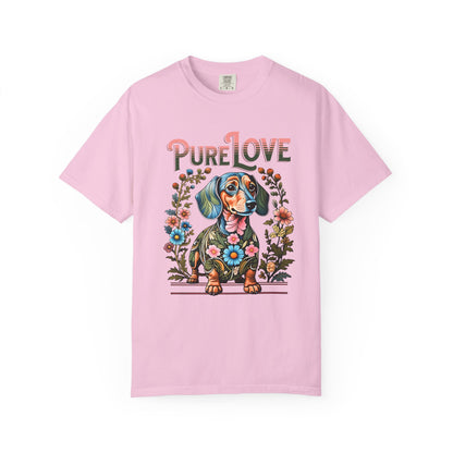 Pure Love Dog Art Unisex T-Shirt - Flower Design for Animal Lovers