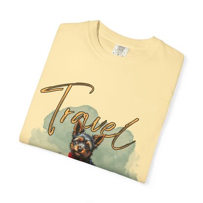 Travel Time Unisex Garment-Dyed T-Shirt with Dog Design