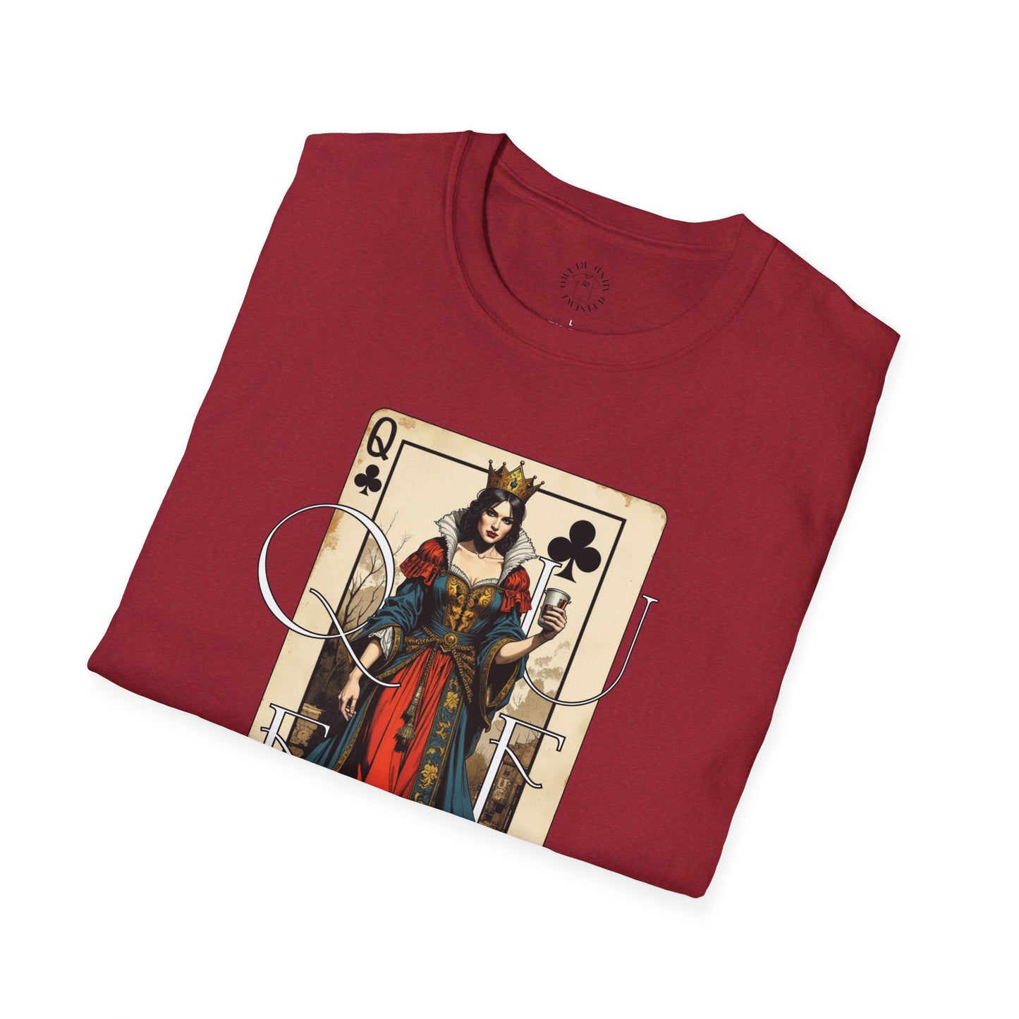 Queen Playing Card Graphic Unisex Softstyle T-Shirt, girl. queen