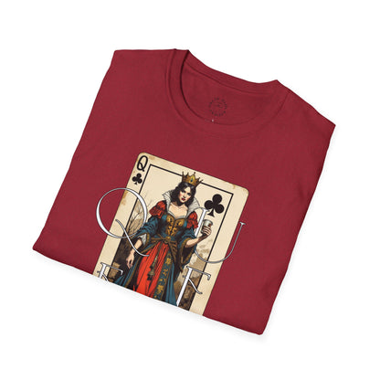 Queen Playing Card Graphic Unisex Softstyle T-Shirt, girl. queen