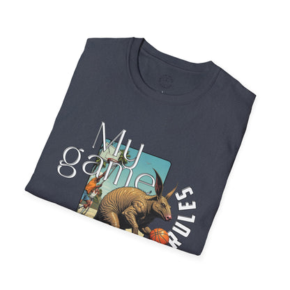 Retro Dinosaur Basketball T-Shirt - Fun Graphic Tee for Sport Enthusiasts, armadillo