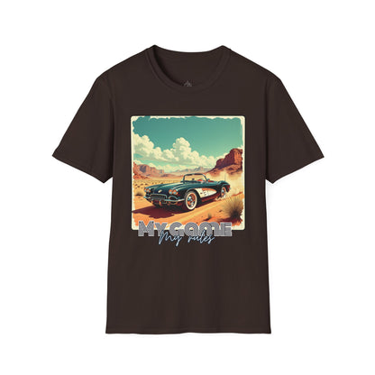 Vintage Car Graphic Unisex Softstyle T-Shirt - Perfect for Road Trip Lovers ,sport,car