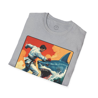 My Game Unisex Softstyle T-Shirt - Retro Shark Design Tee for Adventure Lovers, karate,sport
