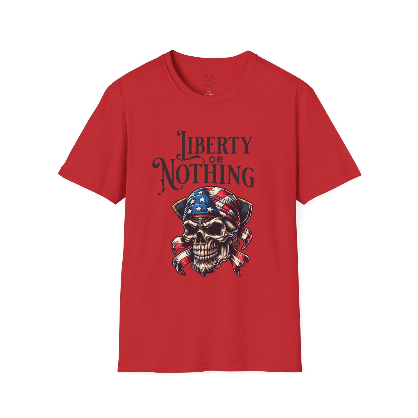 Liberty or Nothing Skull T-Shirt | Unisex Softstyle Tee for Independence Day & Patriotic Celebrations