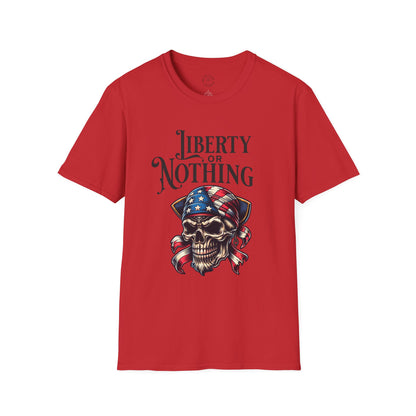 Liberty or Nothing Skull T-Shirt | Unisex Softstyle Tee for Independence Day & Patriotic Celebrations