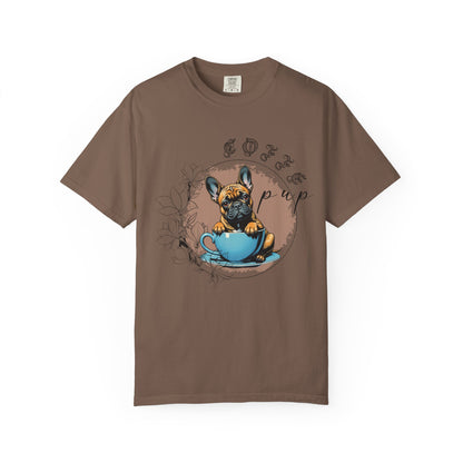 Cute French Bulldog Coffee T-Shirt - Unisex Garment-Dyed Tee