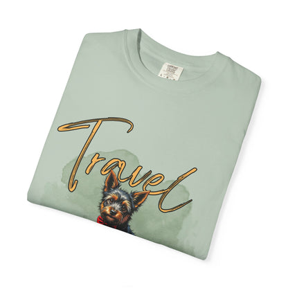 Travel Time Unisex Garment-Dyed T-Shirt with Dog Design