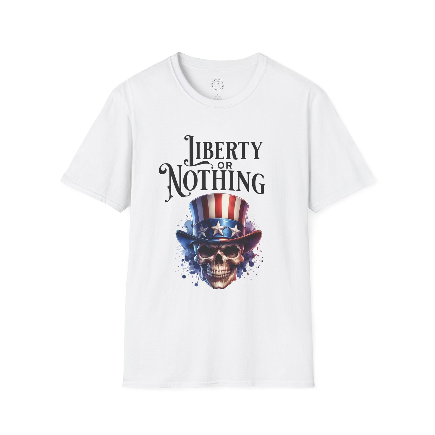 Liberty or Nothing Skull T-Shirt | Unisex Softstyle Tee for Independence Day & Patriotic Celebrations