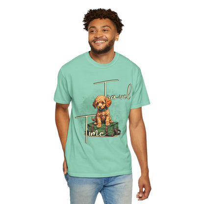 Travel Time Unisex T-Shirt - Perfect for Dog Lovers, Casual Wear, Traveling, Gift for Pet Owners, Adventure Apparel