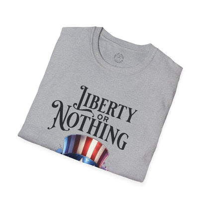 Liberty or Nothing Skull T-Shirt | Unisex Softstyle Tee for Independence Day & Patriotic Celebrations