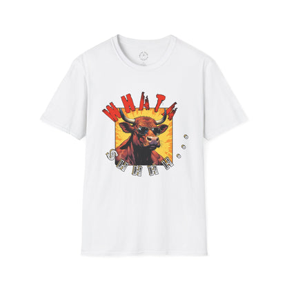 Whimsical Cow Graphic Unisex Softstyle T-Shirt - 'What bull Shhh...'