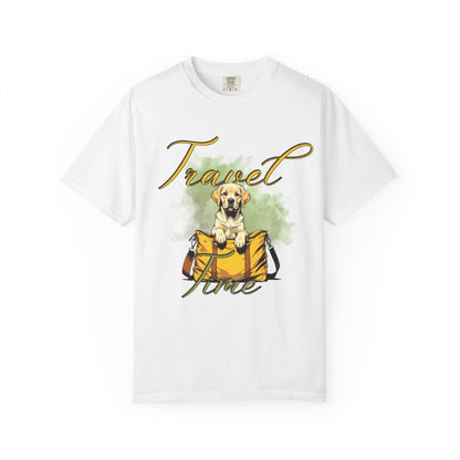 Travel Time Dog T-Shirt - Unisex Garment-Dyed Tee for Pet Lovers