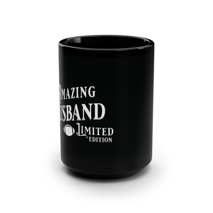 Amazing Husband, Football , Valentine's  day gift for him .Black Mug