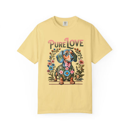 Pure Love Dog Art Unisex T-Shirt - Flower Design for Animal Lovers
