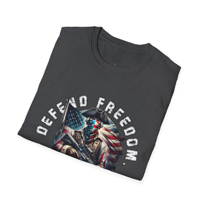 Defend Freedom Unisex Softstyle T-Shirt - Patriotic Graphic Tee