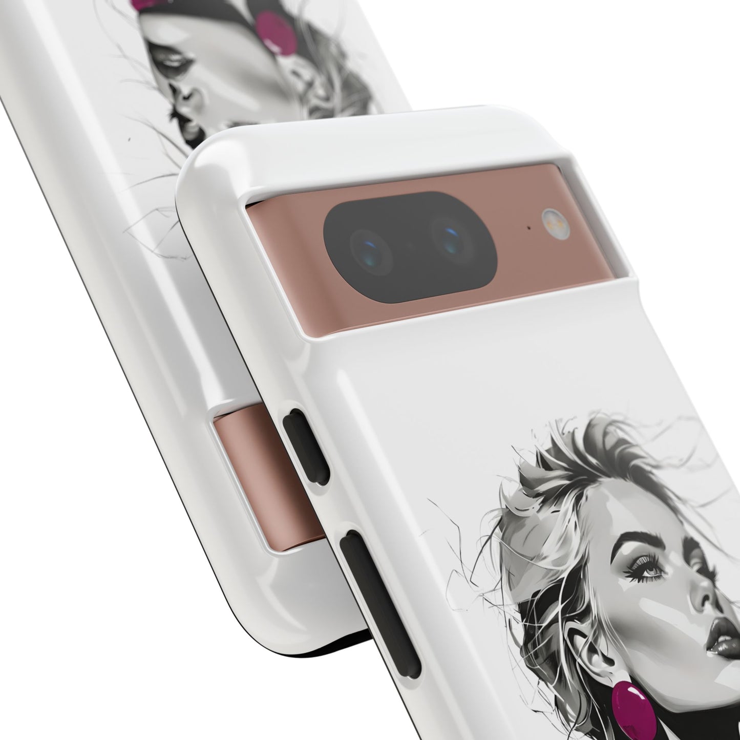 Phone Case — Chic Portrait with Pink Earrings (Stylish Protective Tough Case)