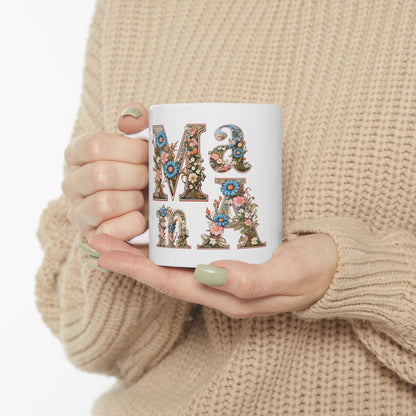 Floral Pattern Ceramic Mug - 11oz & 15oz Coffee Cup for Nature Lovers,mama, mother day gift