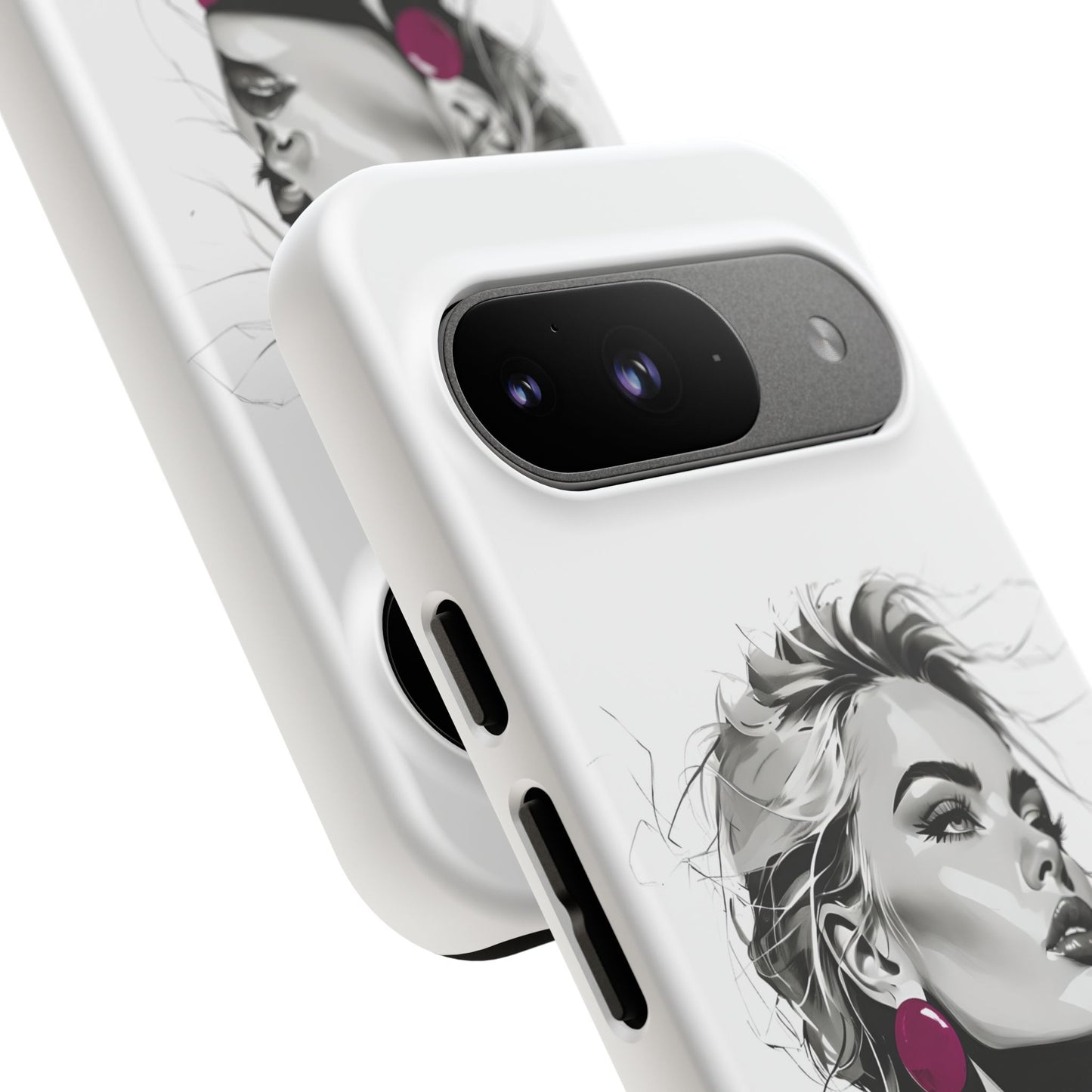 Phone Case — Chic Portrait with Pink Earrings (Stylish Protective Tough Case)