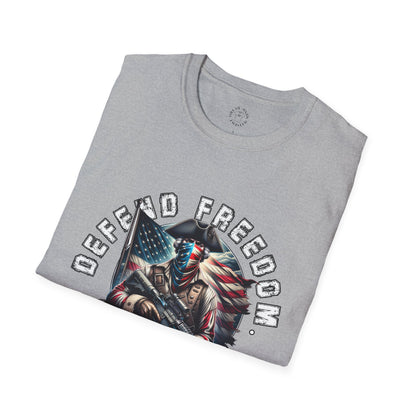 Defend Freedom Unisex Softstyle T-Shirt - Patriotic Graphic Tee