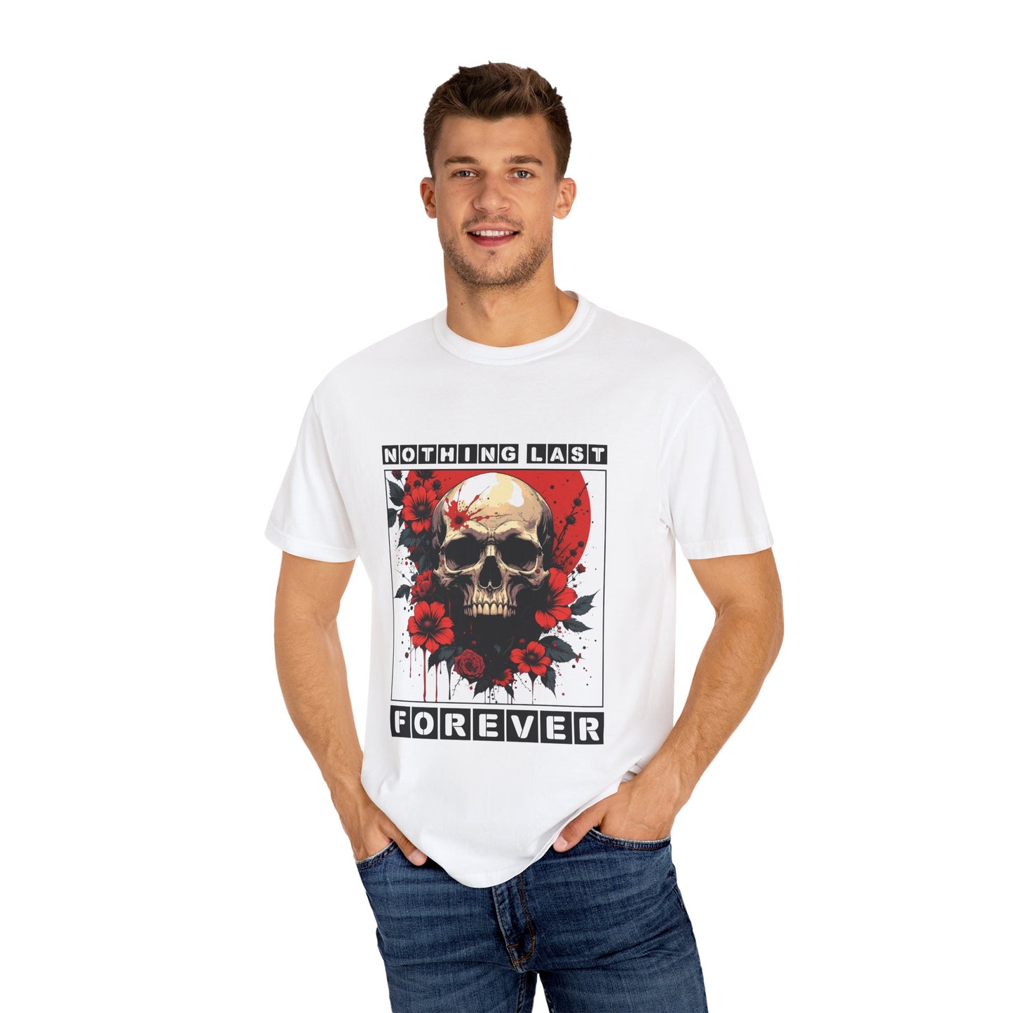 Edgy Skull Graphic T-Shirt - Unique Casual Wear, Unisex Streetwear, Gift for Music Lovers, Halloween Costume, Forever Quote Tee