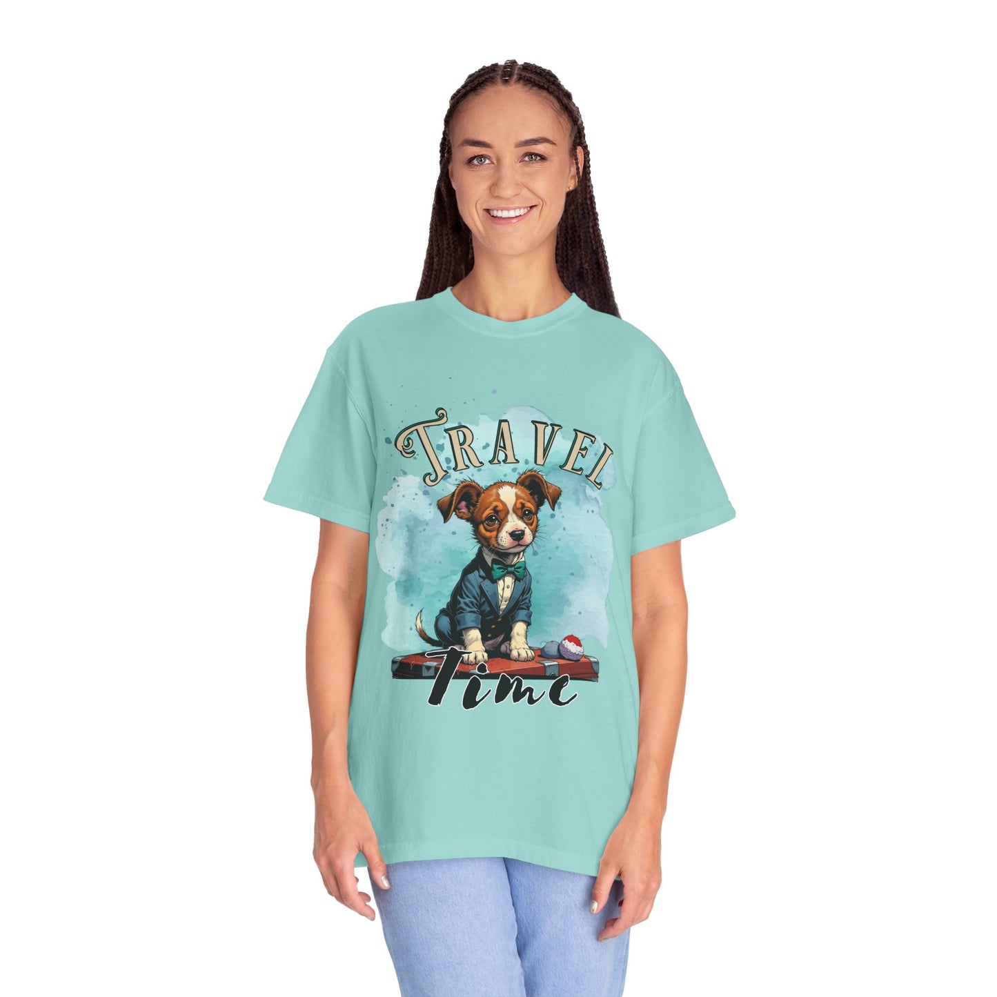 Travel Time Dog Graphic Unisex T-Shirt - Perfect for Pet Lovers and Travel Enthusiasts