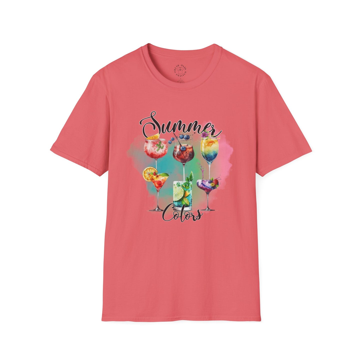 Summer Colors Cocktail T-Shirt, Unisex Tee, Fun Summer Wear, Gift for Cocktails Lovers, Beach Party Shirt, Vacation Top