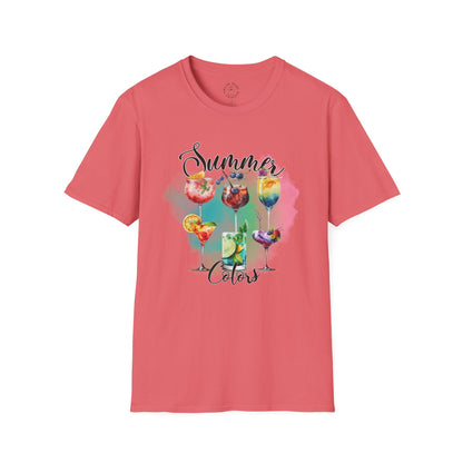Summer Colors Cocktail T-Shirt, Unisex Tee, Fun Summer Wear, Gift for Cocktails Lovers, Beach Party Shirt, Vacation Top