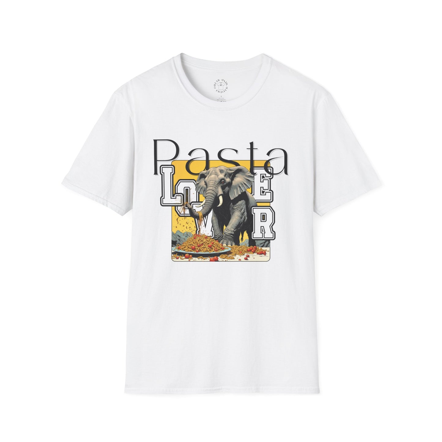 Pasta Lover Unisex Softstyle T-Shirt - Playful Elephant Graphic Tee,elephant,twisted