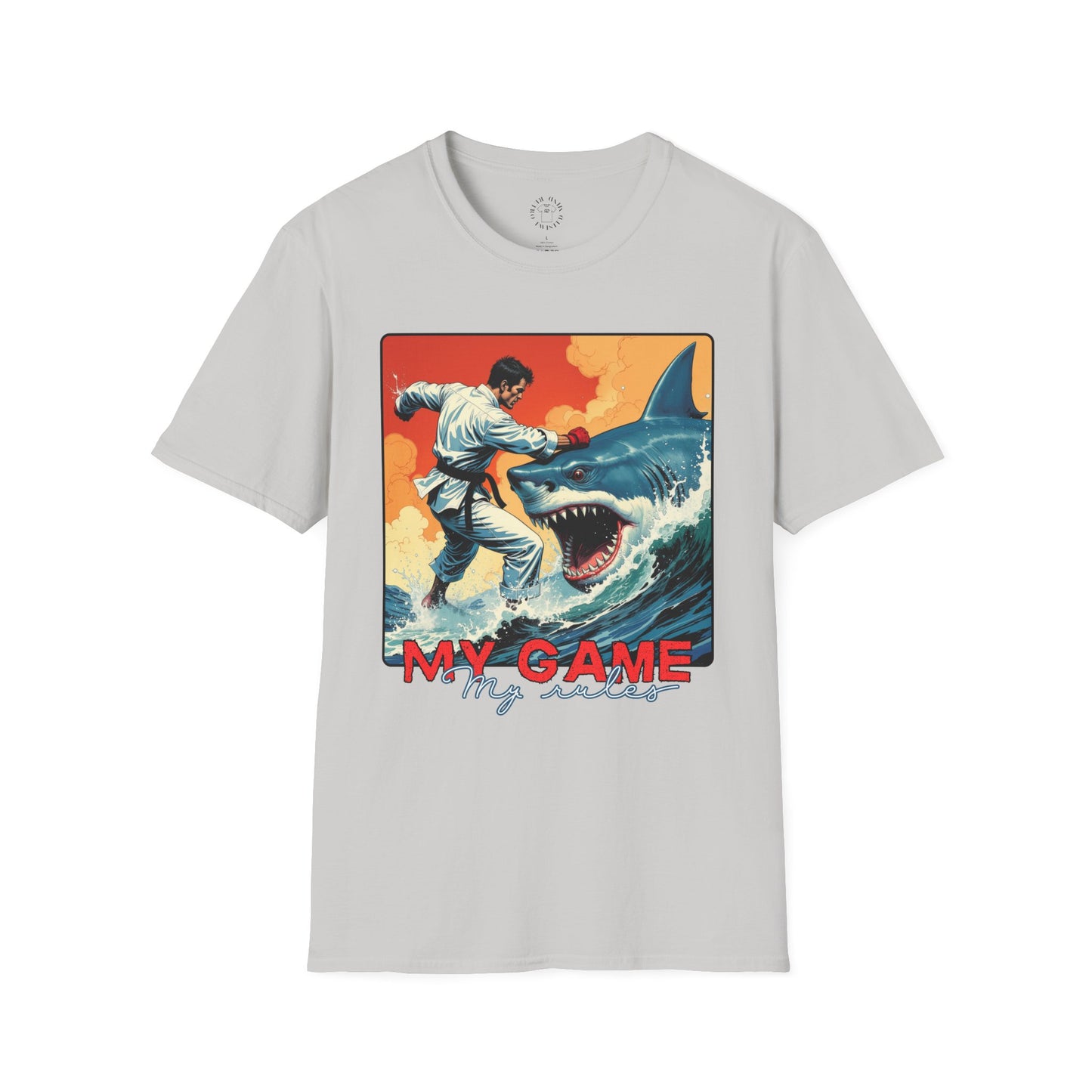 My Game Unisex Softstyle T-Shirt - Retro Shark Design Tee for Adventure Lovers, karate,sport