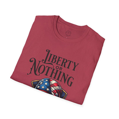 Liberty or Nothing Skull T-Shirt | Unisex Softstyle Tee for Independence Day & Patriotic Celebrations