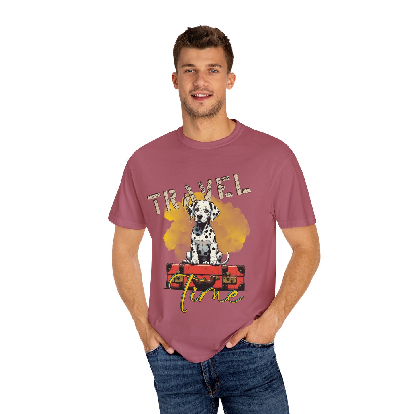 Travel Time Dog T-Shirt, Unisex Graphic Tee, Pet Lover's Gift, Vacation Shirt, Travel Enthusiast Apparel