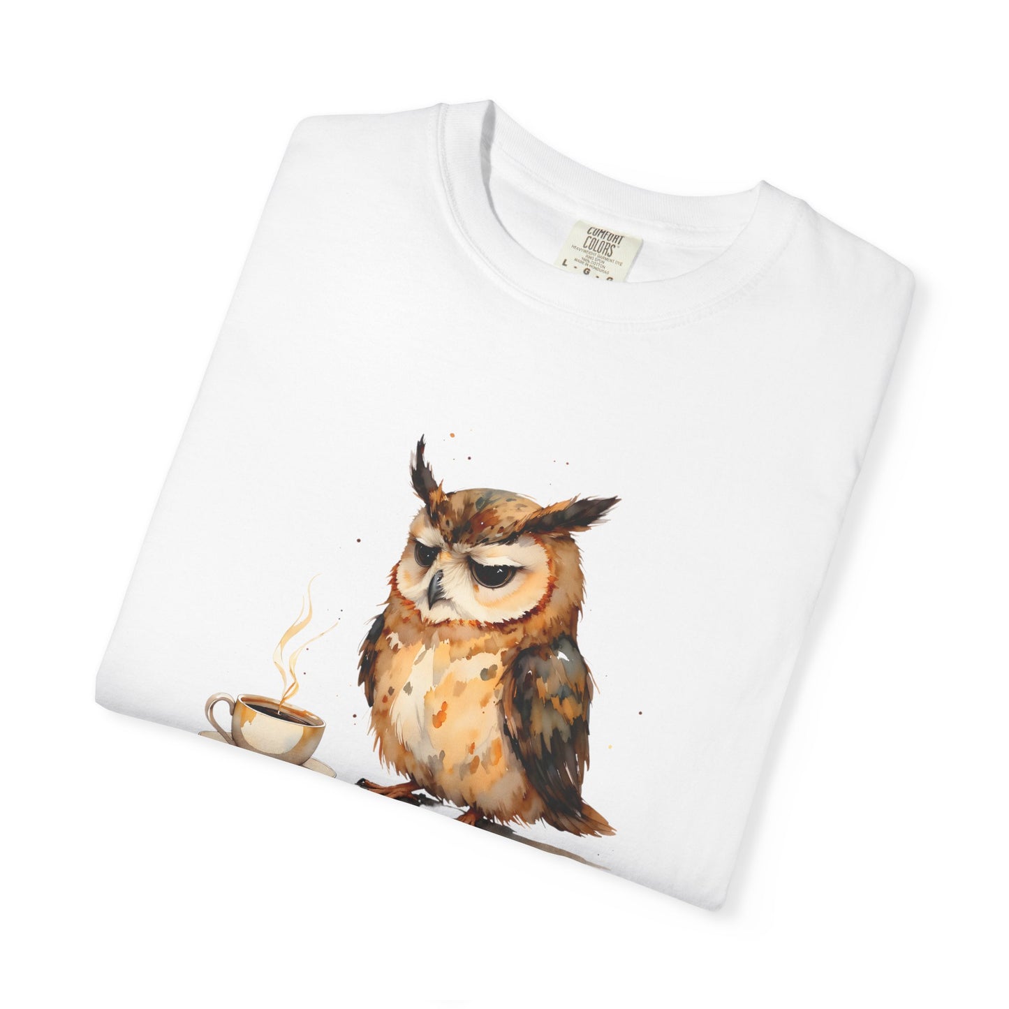 Owl Tea Graphic T-Shirt — “Decaf? Of Course I Mean Half‑Caf With Water”