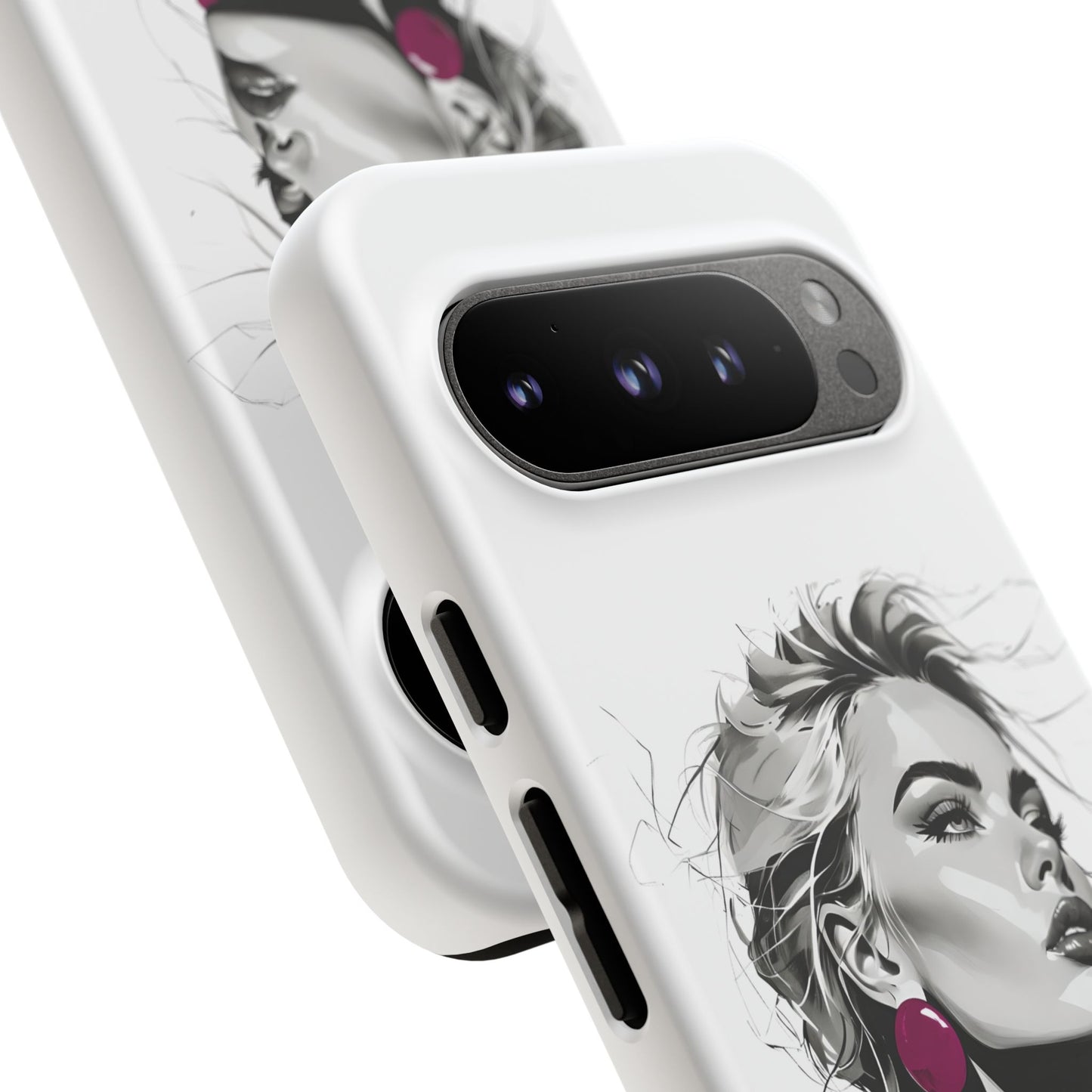 Phone Case — Chic Portrait with Pink Earrings (Stylish Protective Tough Case)