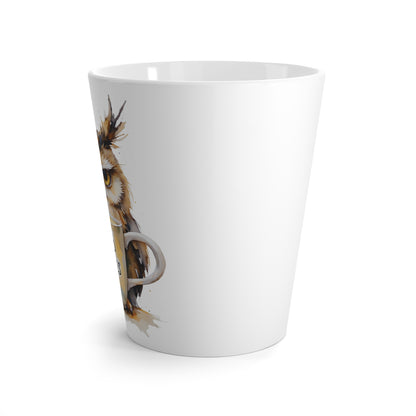 Grumpy Owl with 'Who Cares' Latte Mug | Whimsical Coffee Cup