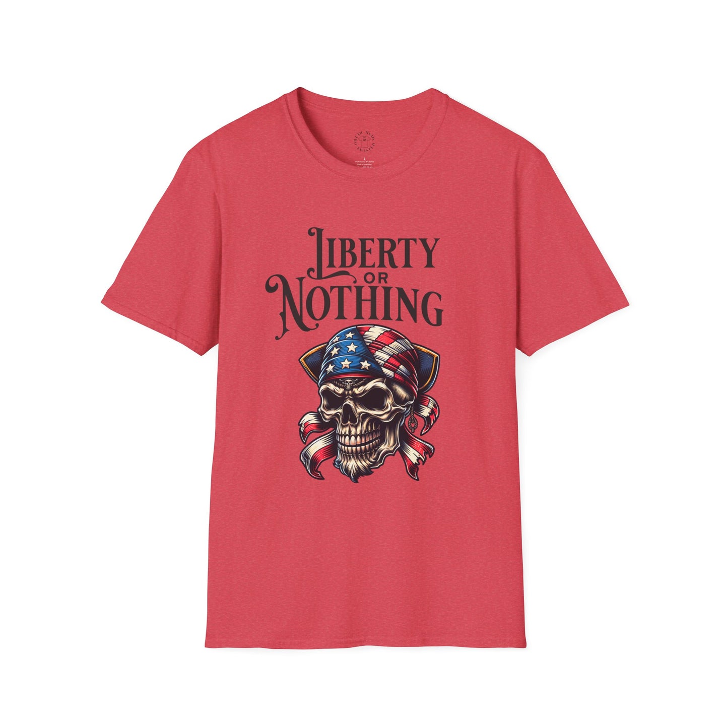 Liberty or Nothing Skull T-Shirt | Unisex Softstyle Tee for Independence Day & Patriotic Celebrations