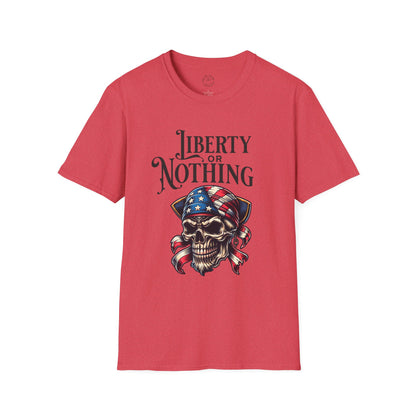Liberty or Nothing Skull T-Shirt | Unisex Softstyle Tee for Independence Day & Patriotic Celebrations