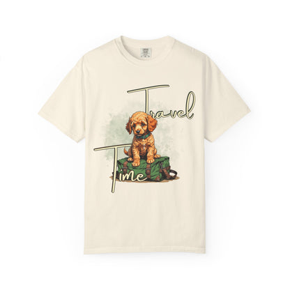 Travel Time Unisex T-Shirt - Perfect for Dog Lovers, Casual Wear, Traveling, Gift for Pet Owners, Adventure Apparel