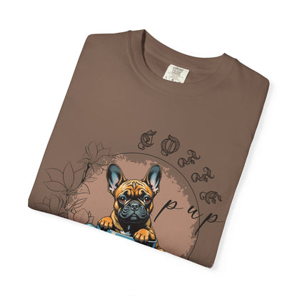 Cute French Bulldog Coffee T-Shirt - Unisex Garment-Dyed Tee