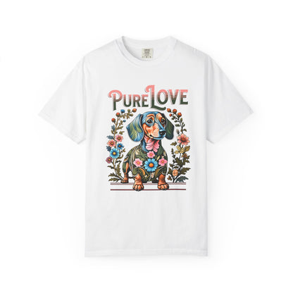 Pure Love Dog Art Unisex T-Shirt - Flower Design for Animal Lovers