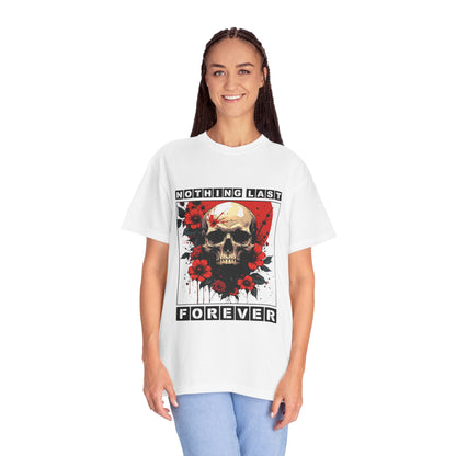 Edgy Skull Graphic T-Shirt - Unique Casual Wear, Unisex Streetwear, Gift for Music Lovers, Halloween Costume, Forever Quote Tee