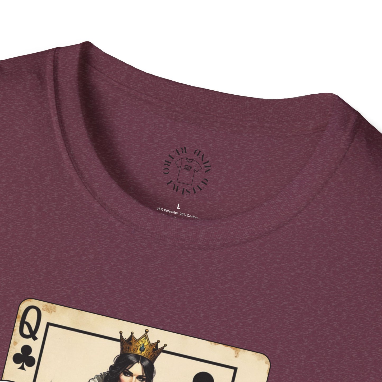 Queen Playing Card Graphic Unisex Softstyle T-Shirt, girl. queen