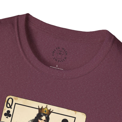 Queen Playing Card Graphic Unisex Softstyle T-Shirt, girl. queen
