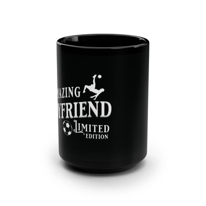 Amazing Boyfriend, Soccer, Valentine's  day gift for him .Black Mug